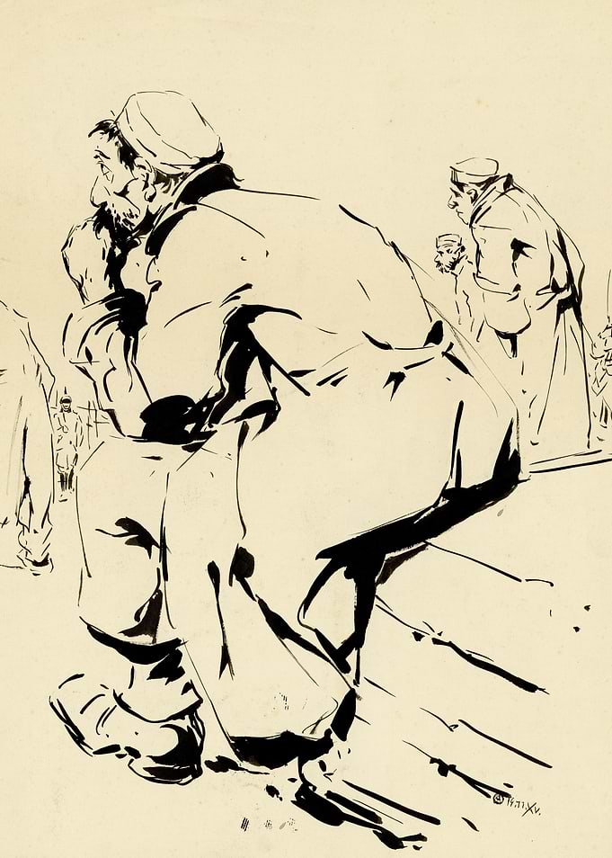 Ink Sketch of Men in Coats