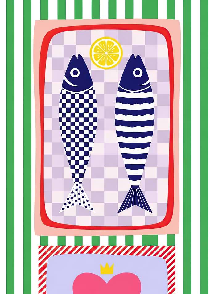 Two Sardines with Lemon and Heart