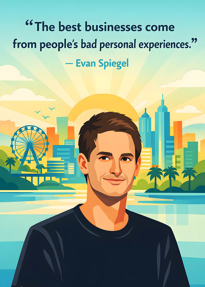 Evan Spiegel Quote with Cityscape