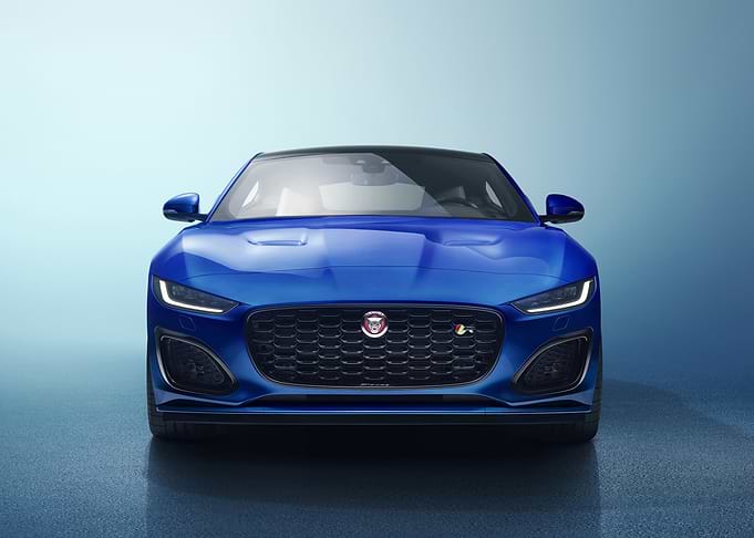 Blue Jaguar F-Type Front View