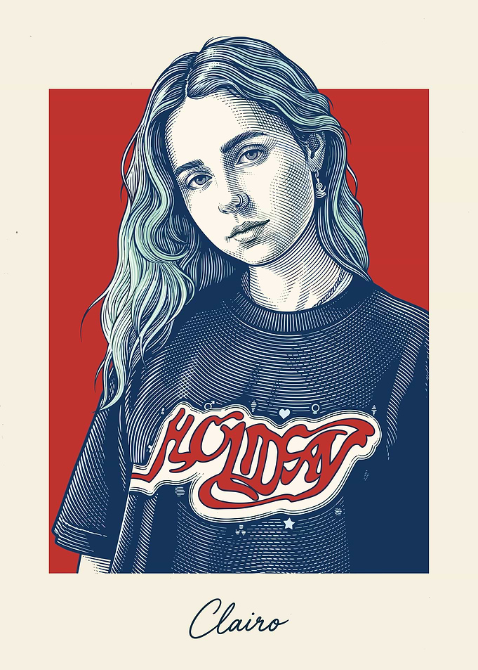 Clairo Portrait with Red Background