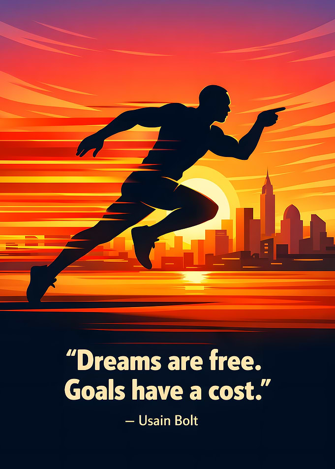 Runner at Sunset with Cityscape