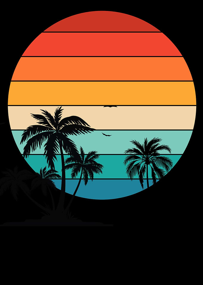 Retro Sunset Palm Trees