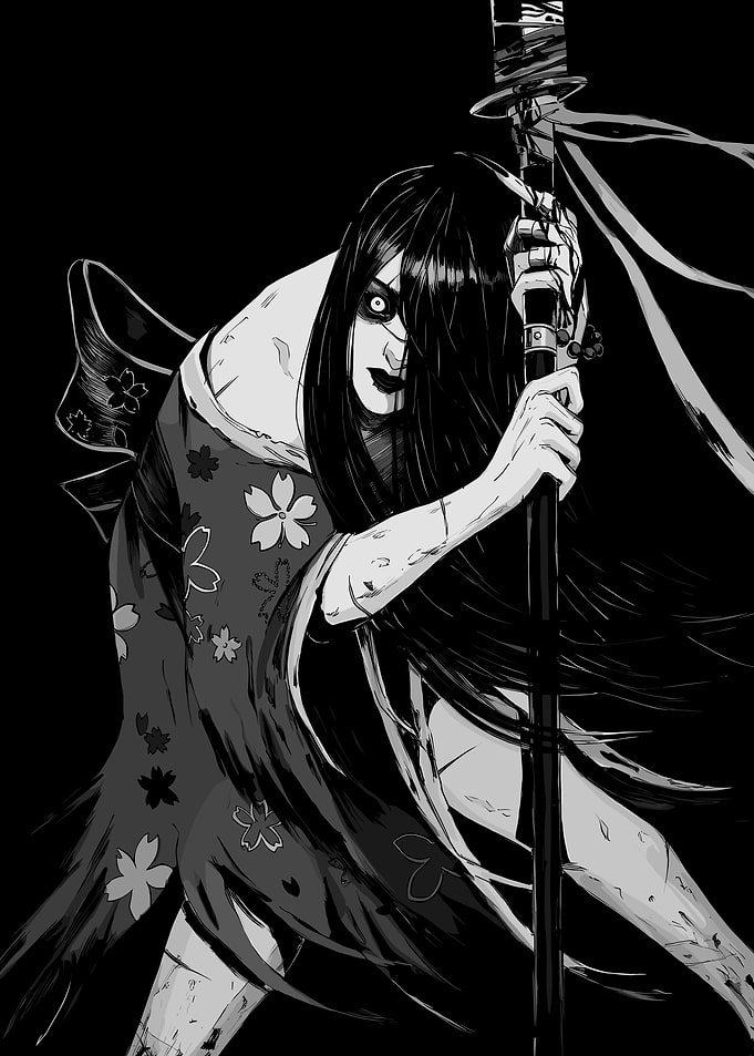 Horror Geisha with Katana