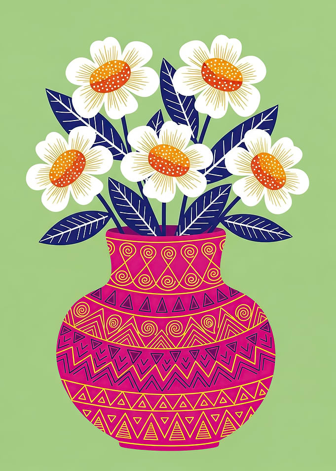 Vase with White Flowers