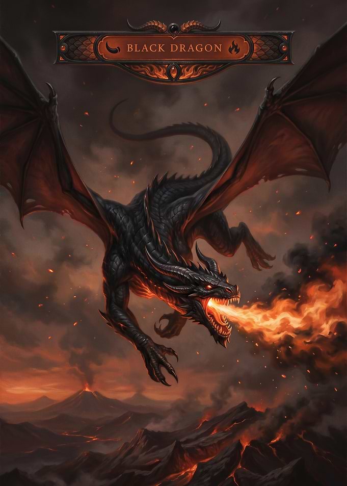 Black Dragon Breathing Fire
