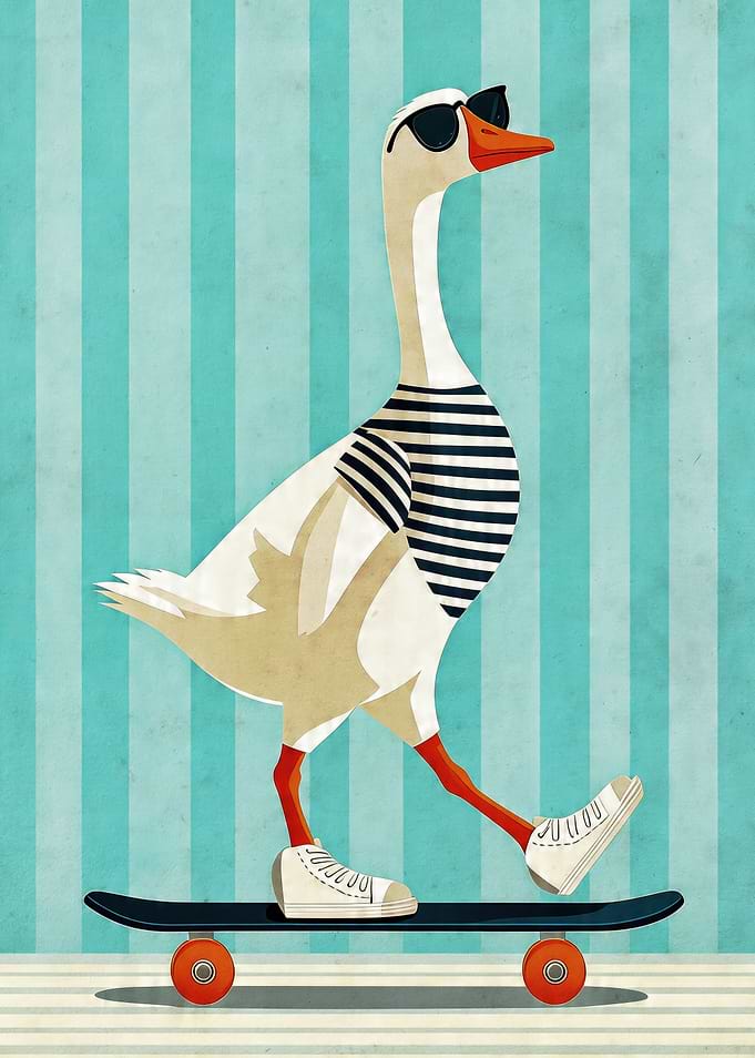 Cool Goose on a Skateboard