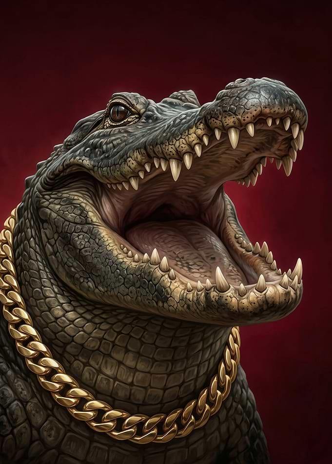 Alligator Wearing a Gold Chain