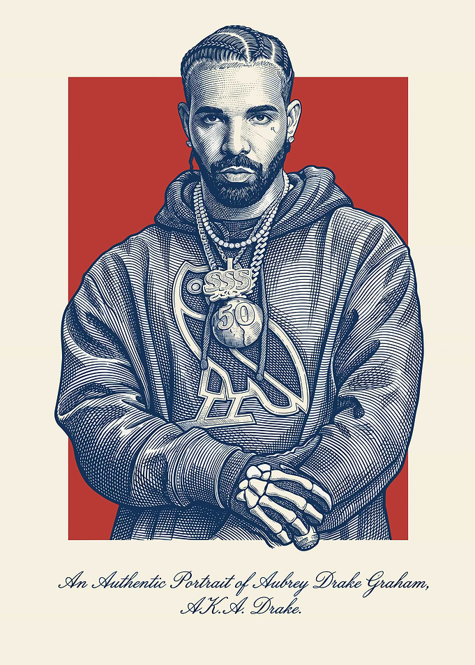 Drake Portrait with Owl Logo
