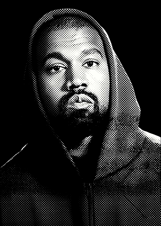 Kanye West Halftone Portrait