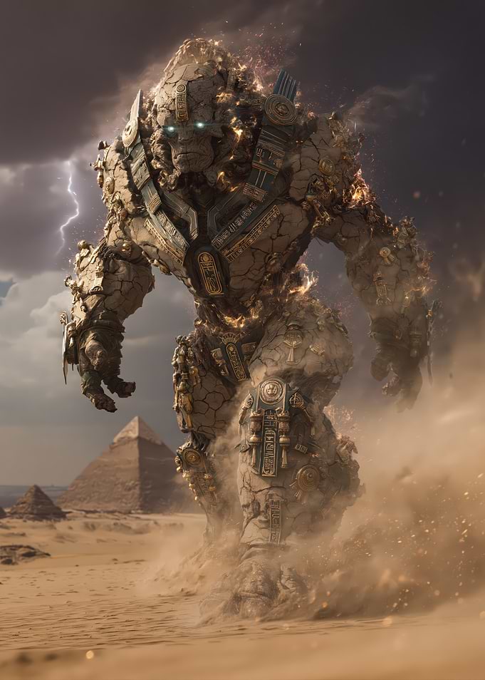 Egyptian Stone Golem in Desert