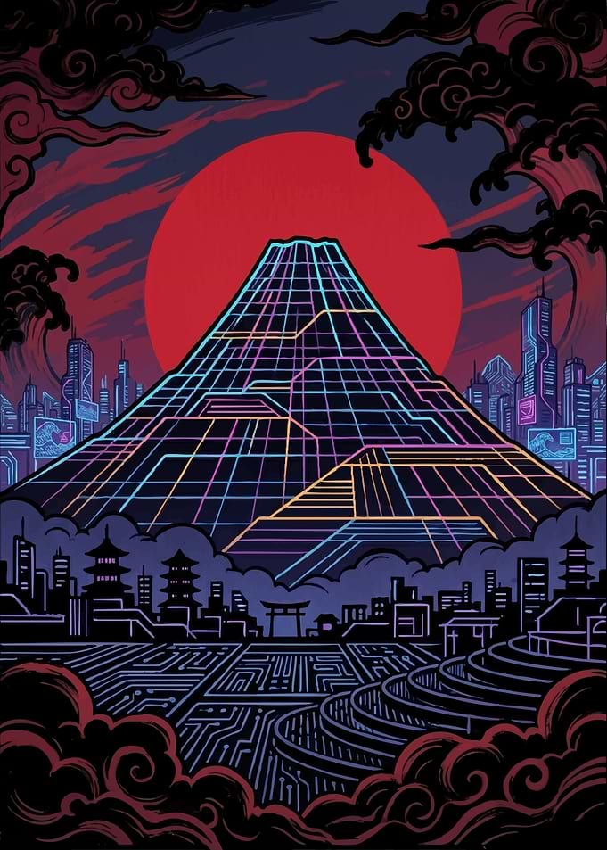 Cyberpunk Mount Fuji Cityscape