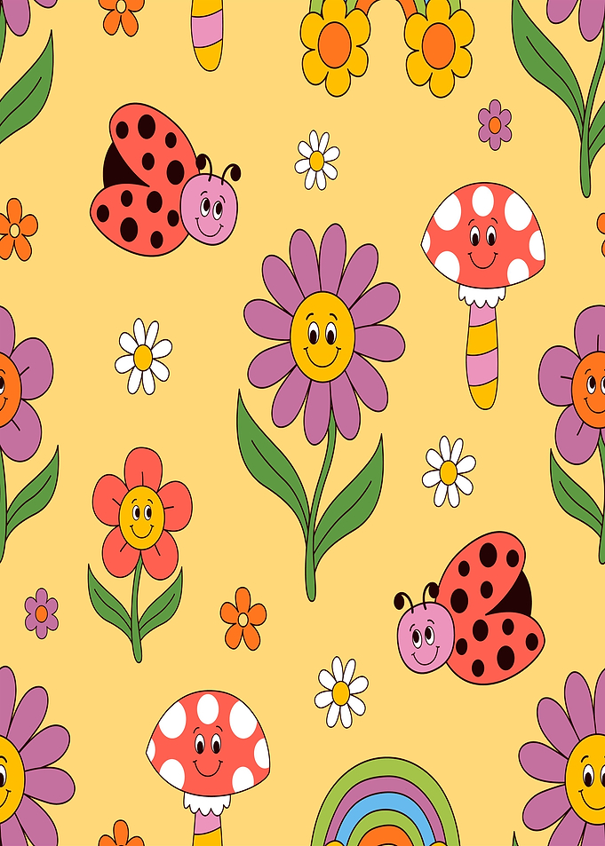 Retro Groovy Garden Pattern