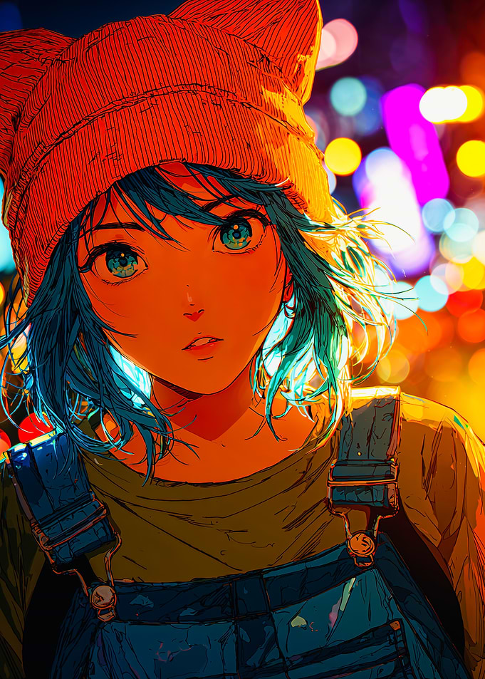 Anime Girl With Cat Beanie