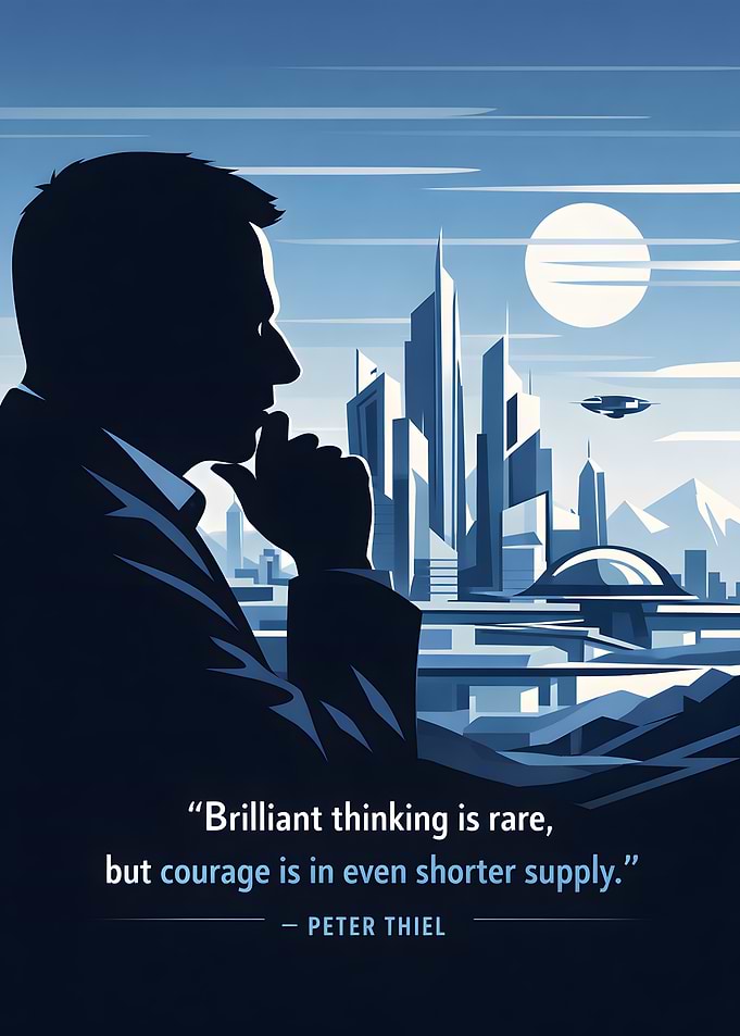 Man contemplating futuristic city