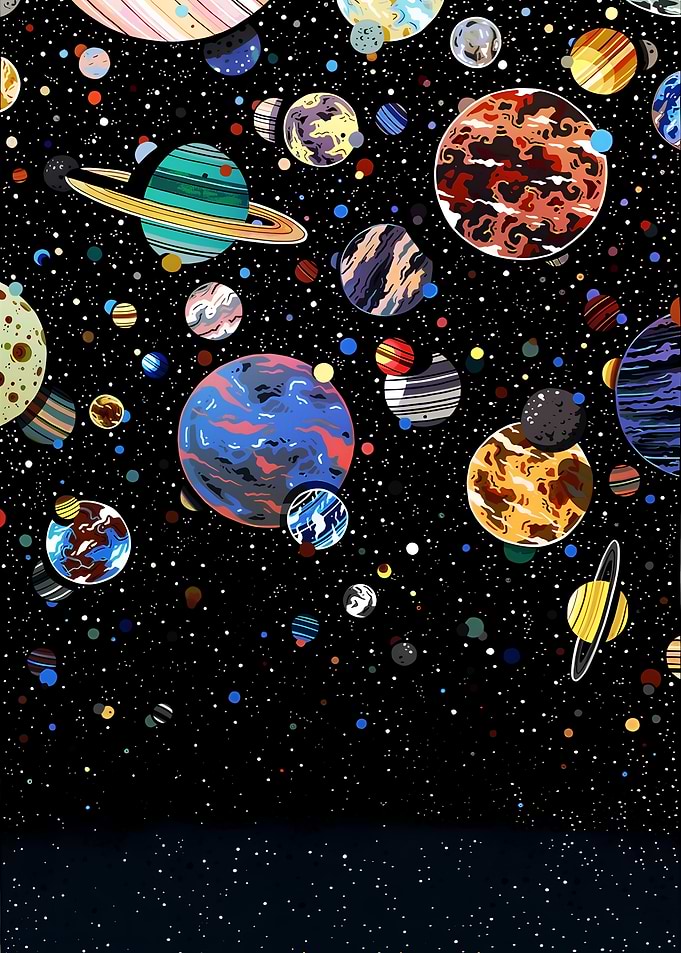Colorful Planets in Outer Space