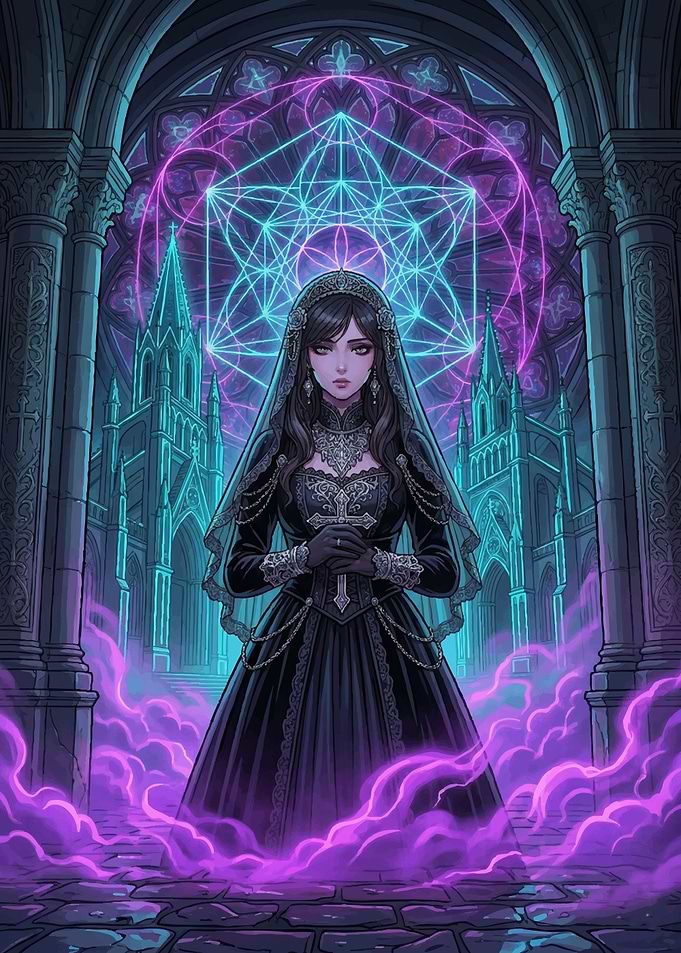 Gothic Bride with Sacred Geometry