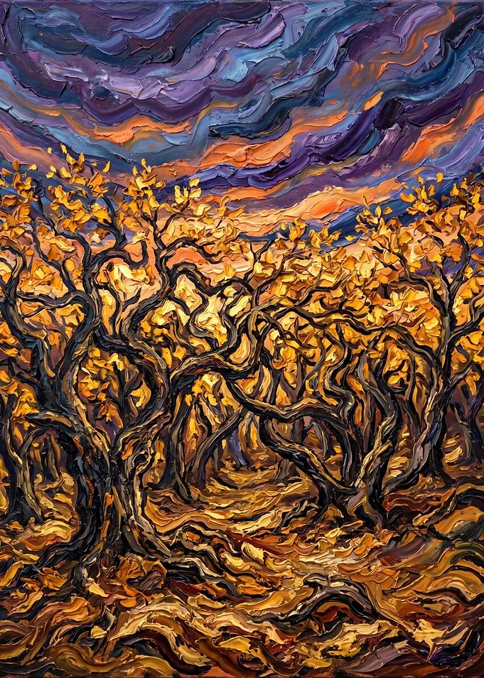 Autumn Forest with Dramatic Sky