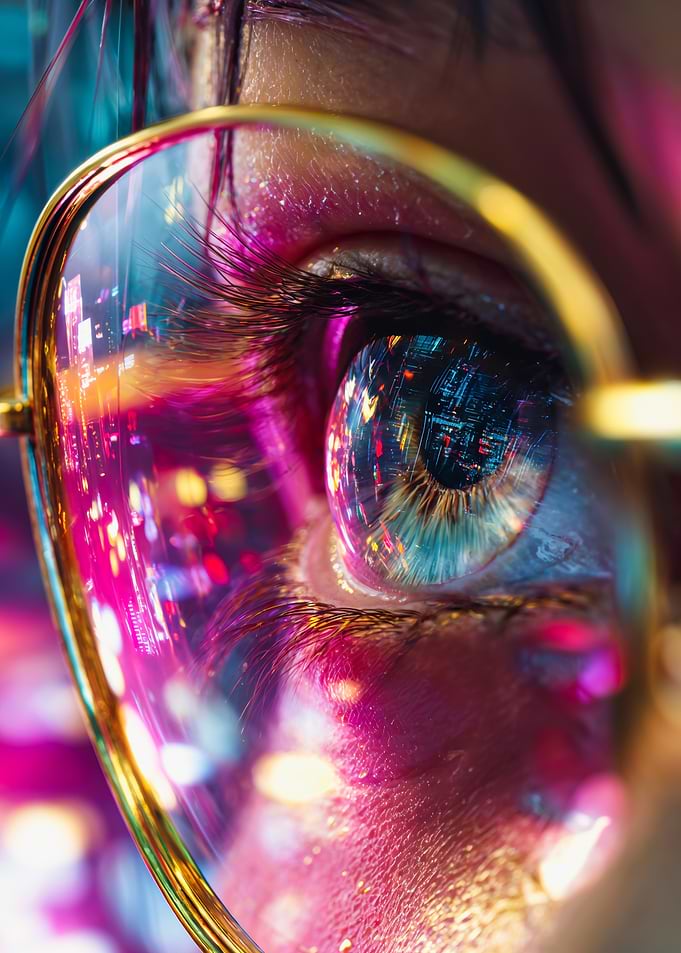 Cyberpunk Eye Reflection Neon Glasses