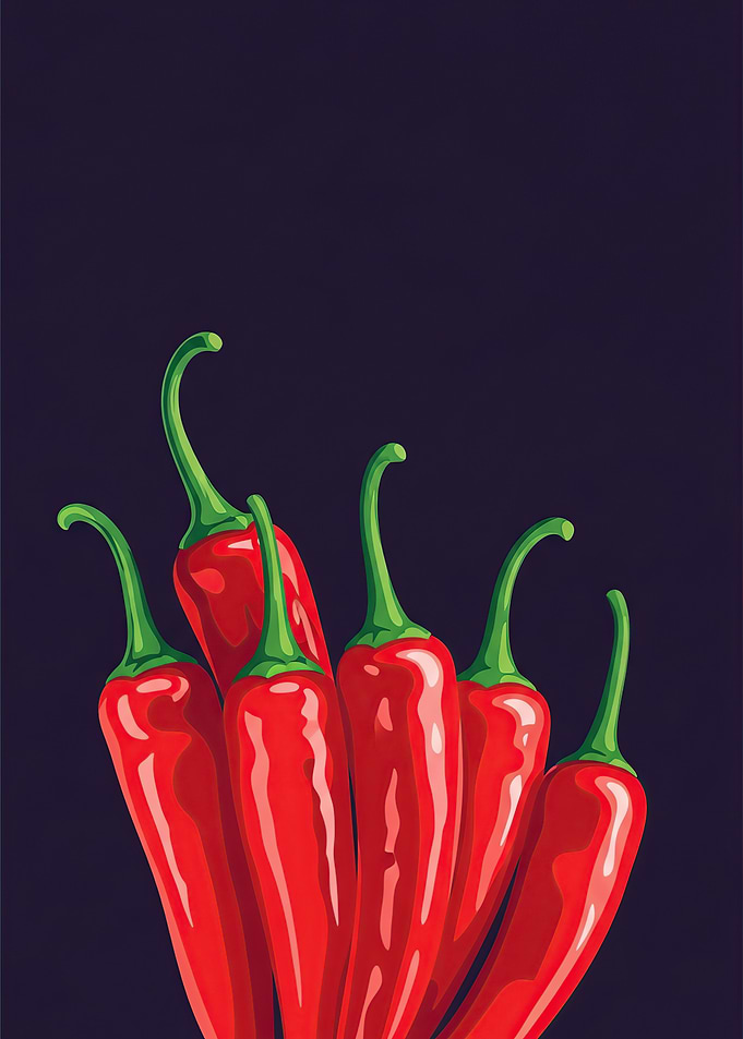 Red Chili Peppers on Dark Background