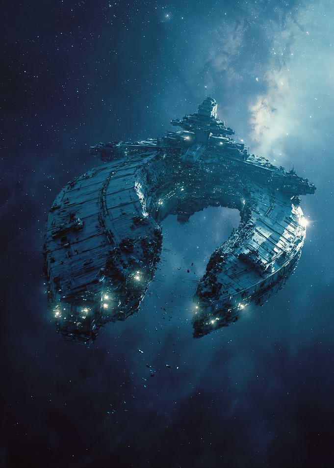 Massive Spaceship in Nebula