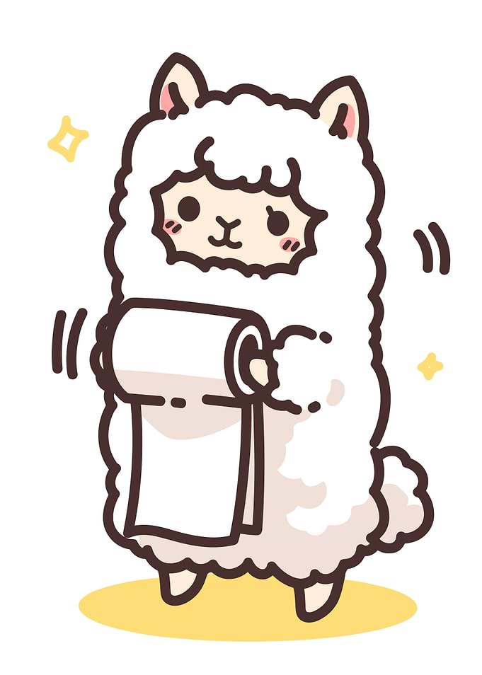 Cute Alpaca Holding Toilet Paper