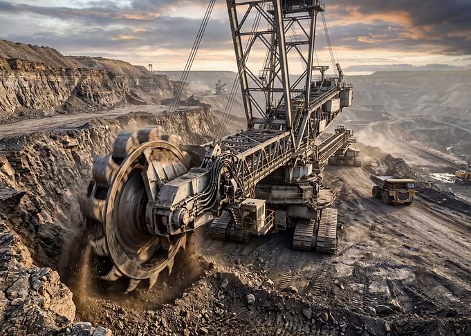 Giant mining excavator in action