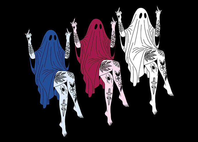 Tattooed Ghosts Giving the Middle Finger