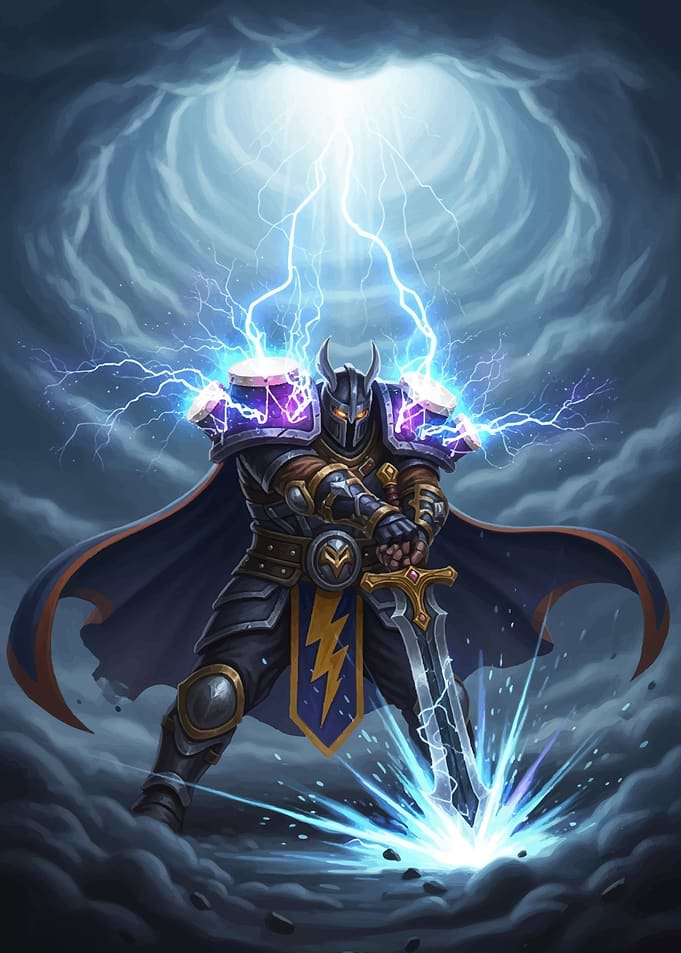 Warrior summoning lightning