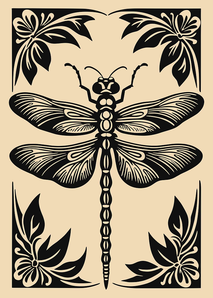 Dragonfly with Floral Accents