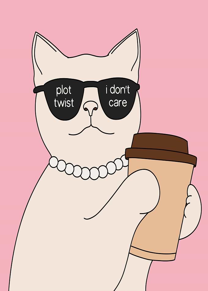 Cat with Sunglasses and Coffee