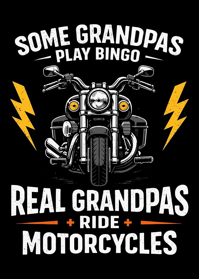 Real Grandpas Ride Motorcycles Poster, Vintage Biker Wall Art, Funny Motorcycle Print