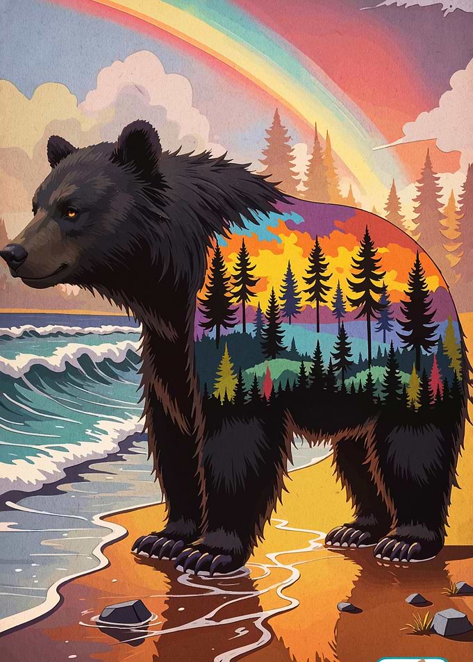 Bear with Forest Scene
