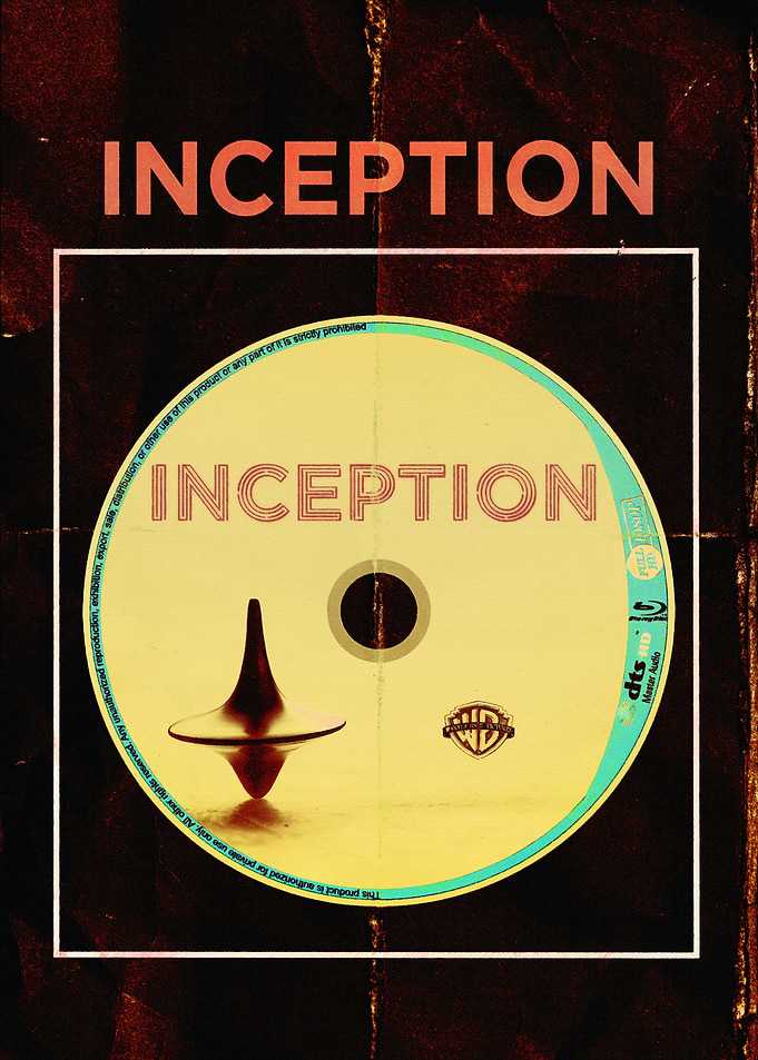 Inception movie poster with Blu-ray disc