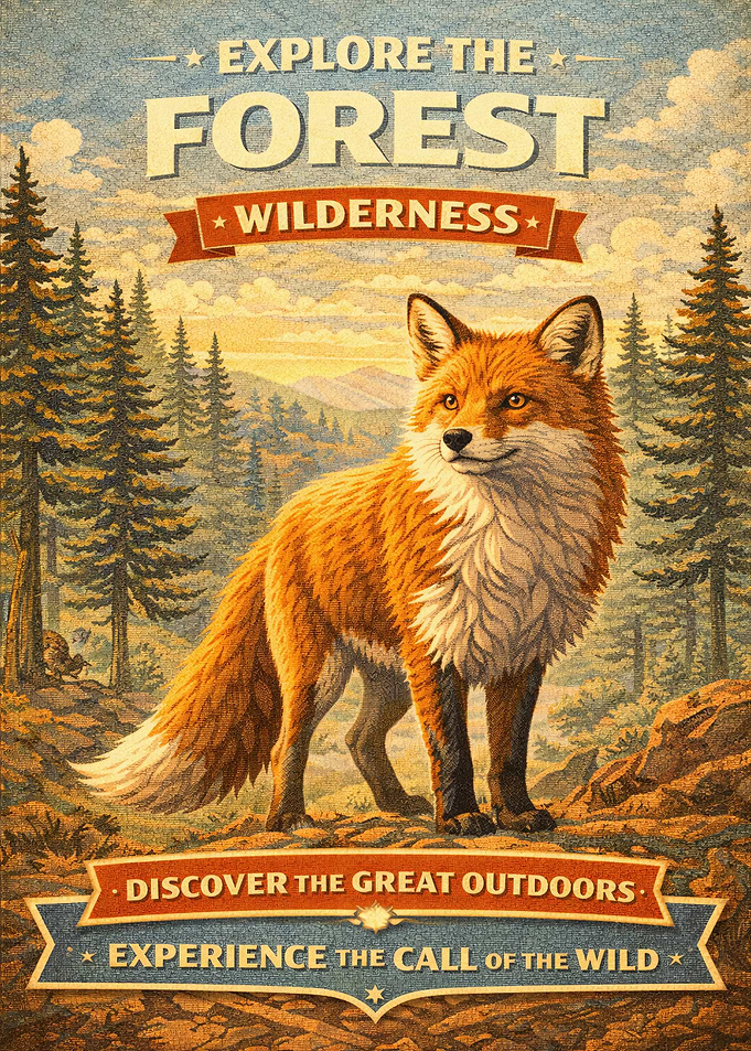 Vintage Forest Exploration Poster