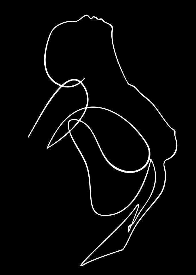 Abstract White Line Art Figure