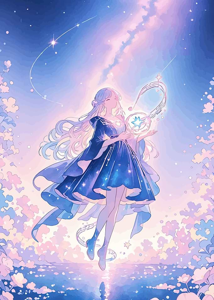 Anime Girl with Star Wand