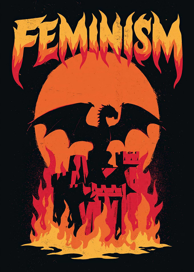 Feminism Dragon Castle Fire