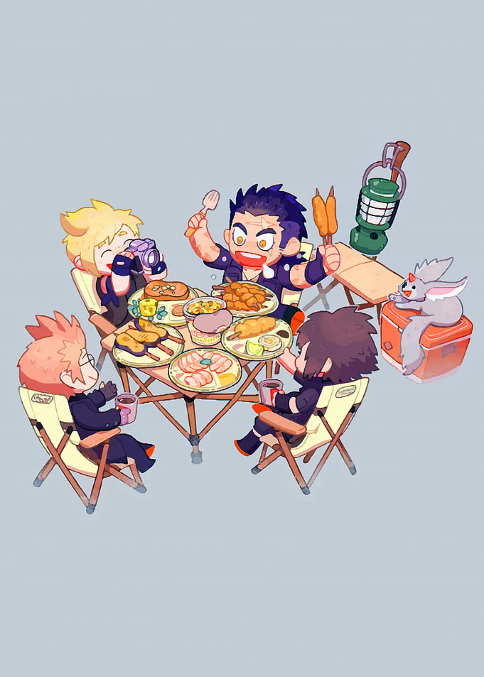 Chibi Characters Enjoying a Picnic Meal