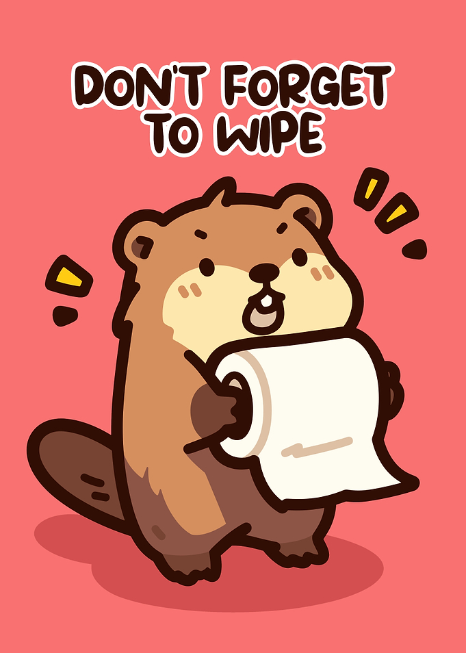 Cute Beaver Holding Toilet Paper