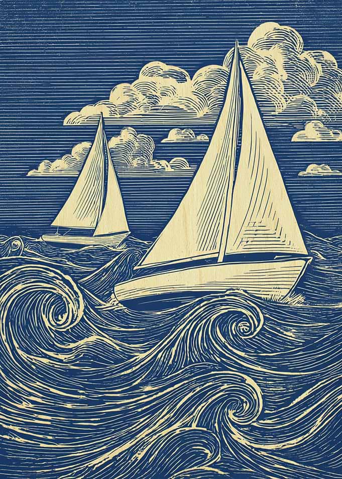 Sailboats on a Wavy Sea