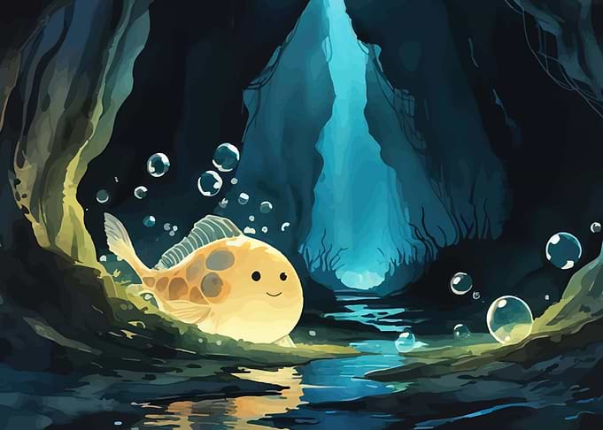 Cute Fish in Underwater Cave