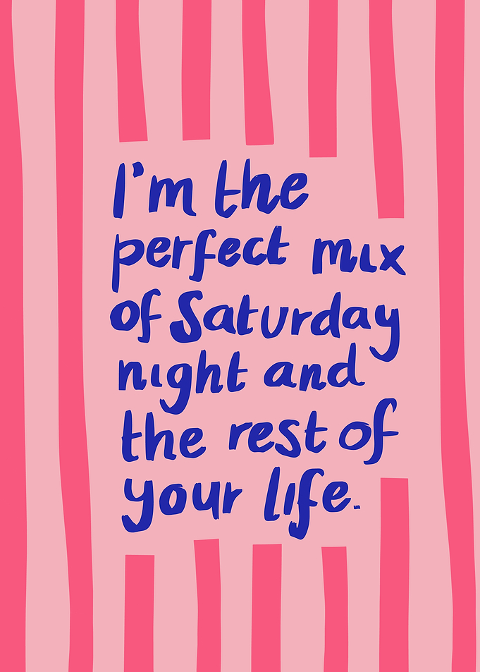 Saturday Night Quote Poster, Romantic Love Wall Art, Cute Pink Typography Print