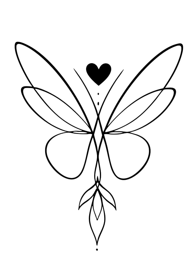 Minimalist Butterfly Heart Tattoo Design