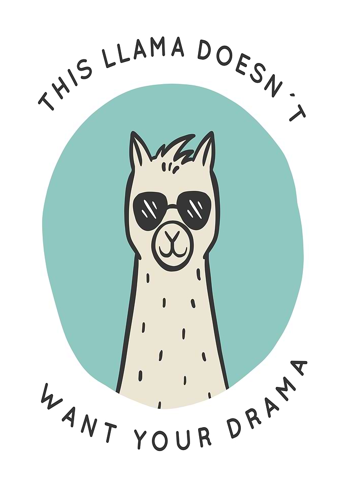 Llama with Sunglasses and Text