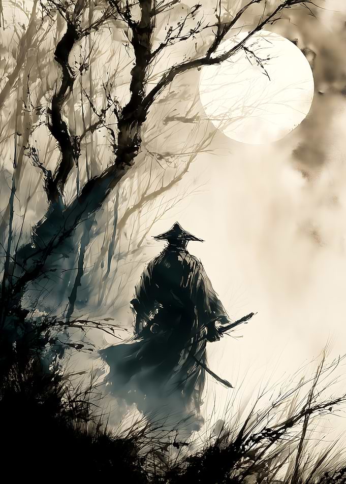 Samurai in a Misty Forest