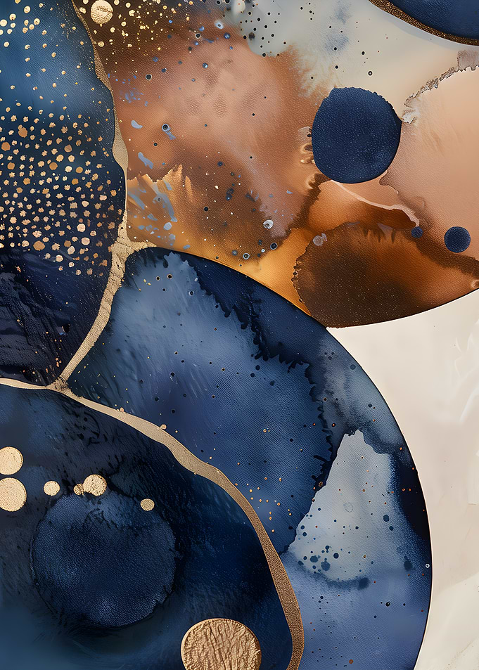 Abstract Fluid Art with Gold Accents
