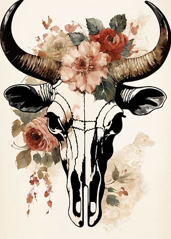 Floral Bull Skull