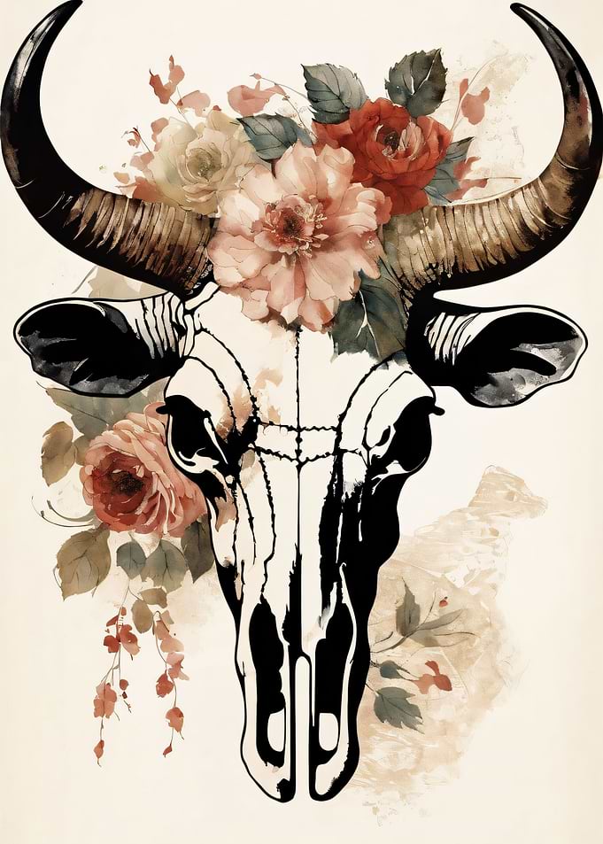 Floral Bull Skull