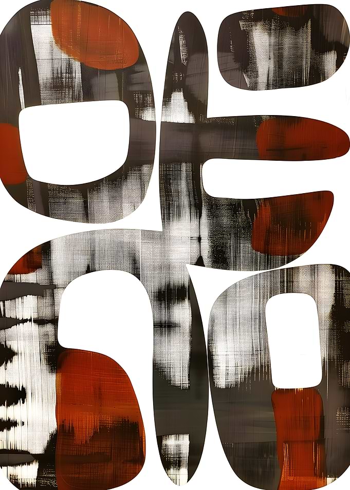 Abstract Shapes with Red and Black Textures